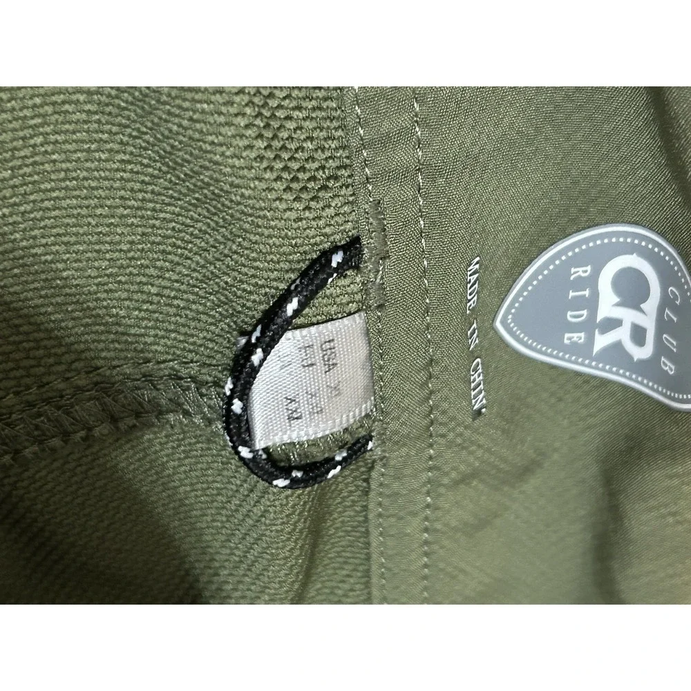 Club Ride Cycling Shorts Mens XL Green Stretch Zip Pocket Bike Trail